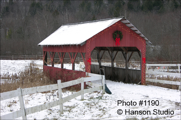 Stowe, VT - Private Bridge with Christmas Lights
